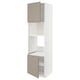 Meuble de cuisine METOD, gris-beige, moderne, haut avec portes ouvertes, étagères intérieures blanches.