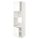 Un meuble de cuisine haut ikea METOD blanc avec des étagères réglables et des portes ouvertes.