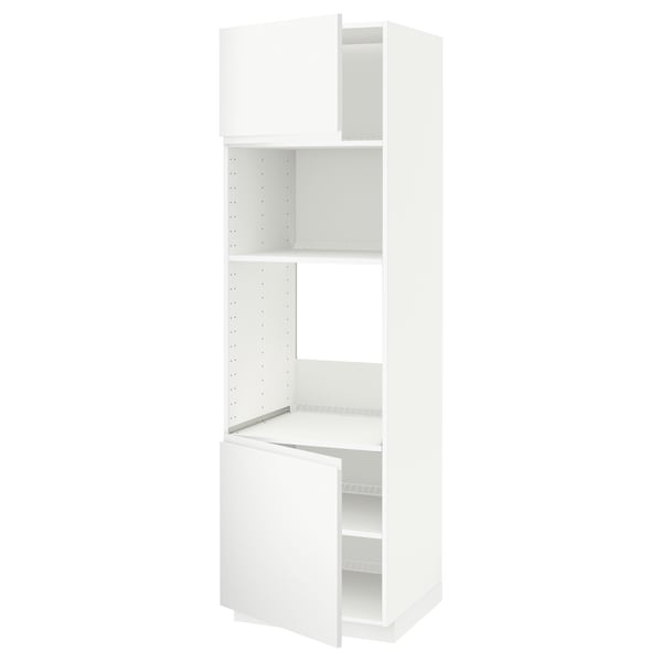 Une armoire de cuisine METOD blanche avec des étagères réglables et une porte à charnières.