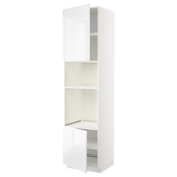 Armoire de cuisine ikea METOD blanche, brillante, avec étagères réglables.