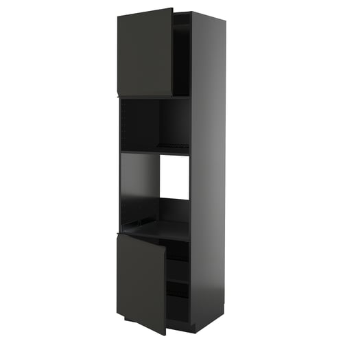 Ikea METOD Armoire de cuisine noir mat avec étagères réglables.