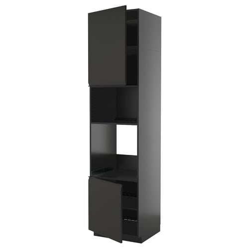 Armoire de cuisine METOD, haute, noir mat, en panneaux de particules, rectangulaire, minimaliste.