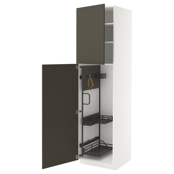 Armoire de cuisine METOD avec portes havstorp noires et beiges, organisateurs coulissants, cadre robuste et charnières à encliquetage.