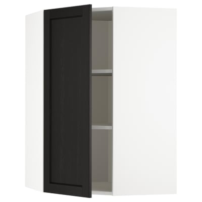 Meuble de cuisine METOD avec porte et étagères marron foncé.