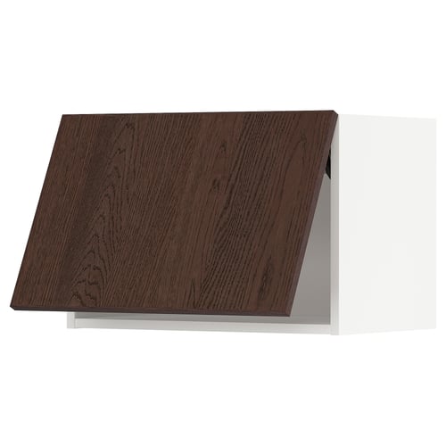 Une armoire en bois brun foncé du système de cuisine METOD, au design épuré.