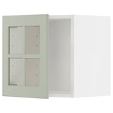 Armoire murale verte METOD avec portes en verre.