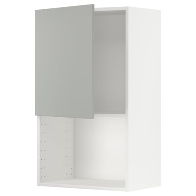Une armoire murale METOD gris clair d’ikea, qui fait partie du système de cuisine, avec un design moderne et épuré.
