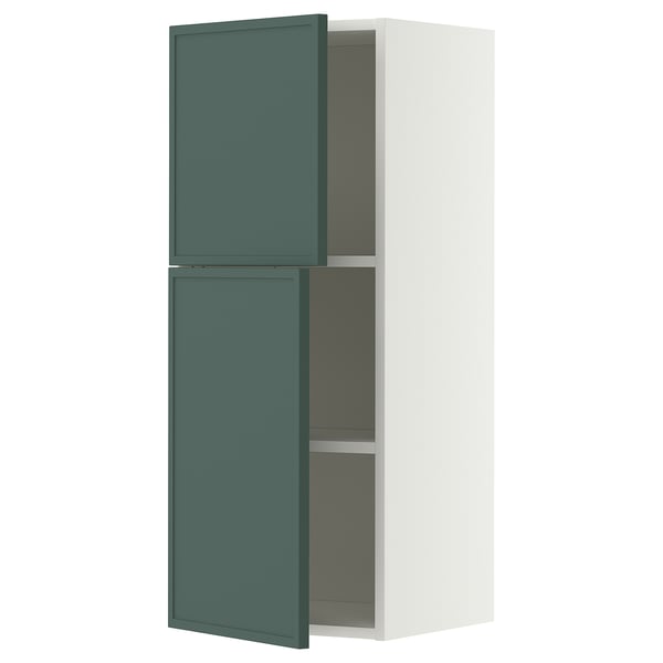 METOD Élément mural tablettes/2portes, blanc/Aspudden gris-vert foncé, 40x100 cm