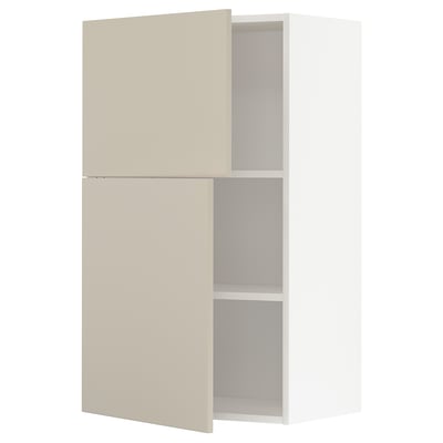 Armoire de cuisine METOD en beige avec 2 portes, finition lisse, étagère réglable.