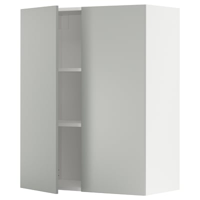 Armoire METOD gris clair, moderne, design épuré, murale, rectangulaire, à deux portes.