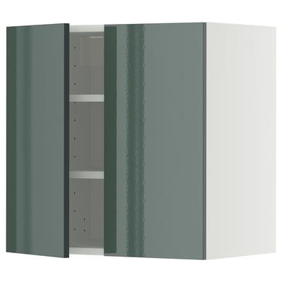 Armoire murale METOD, gris-vert brillant, forme carrée, design moderne.