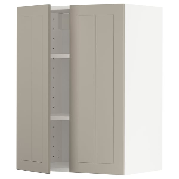 Armoire de cuisine Ikea METOD en beige avec étagère réglable.