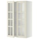 Armoire de cuisine METOD blanche avec portes en verre, forme carrée, cadre en panneaux de particules, étagères réglables, verre biseauté.
