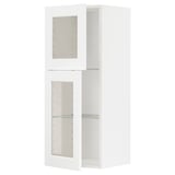 Armoire de cuisine METOD blanche avec portes en verre, forme carrée, design moderne.