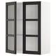 Armoire de cuisine METOD, frêne teinté noir avec portes en verre dépoli.