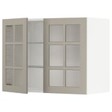 Armoire de cuisine METOD beige avec portes vitrées et étagère réglable.