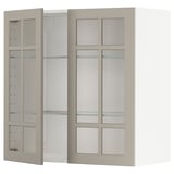 Unité de cuisine METOD avec portes en verre beige stensund, avec étagères réglables et design en verre trempé.