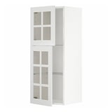 Armoire de cuisine METOD blanche avec portes vitrées et étagère réglable.