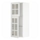 Armoire de cuisine METOD blanche avec portes vitrées et étagère réglable.