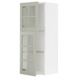 Armoire de cuisine METOD avec portes en verre vert, rectangulaire, murale, de couleur vert clair, comprend des étagères en verre trempé.