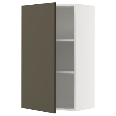 Armoire murale METOD, marron foncé/beige, rectangulaire, design minimaliste, cadre blanc.