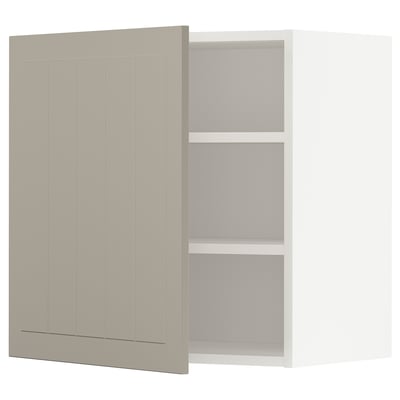 Armoire de cuisine METOD beige ouverte avec une étagère