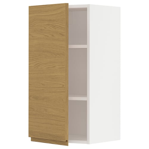 Armoire METOD blanche avec porte en grain de chêne