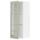 Armoire murale METOD avec porte en verre vert, carrée façonnée avec étagère réglable.