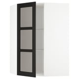 Armoire de cuisine METOD avec portes en verre noir et bords biseautés