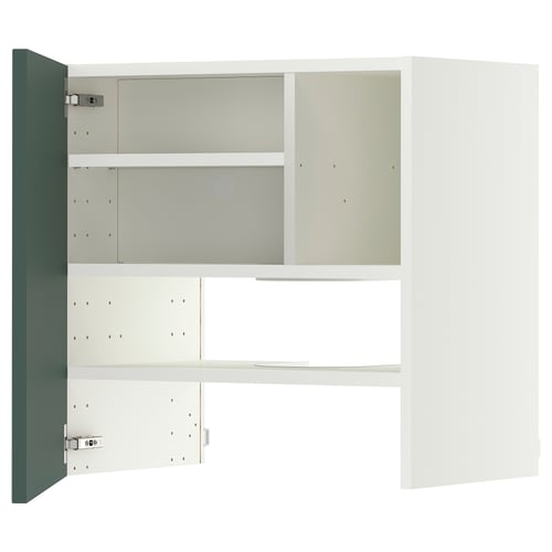 METOD Élt mur pr hotte av tabl/pte, blanc/Aspudden gris-vert foncé, 60x60 cm