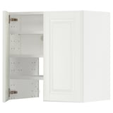 Armoire de cuisine METOD blanche avec étagères réglables et bords biseautés.