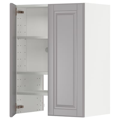 Armoire de cuisine METOD gris, gris doux, rectangulaire, trois étagères, portes biseautées.