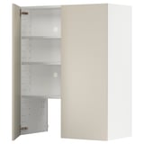 Un meuble de cuisine ikea METOD avec des portes havstorp beiges, doté d’un design lisse et épuré et d’étagères réglables.