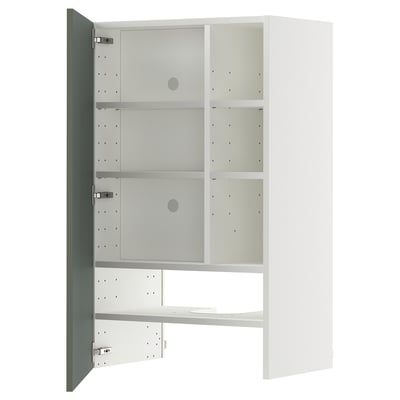 Armoire METOD blanche, 3 étagères, réglable, porte battante à gauche.