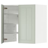 Armoire de cuisine METOD en vert avec étagères réglables et porte réversible.