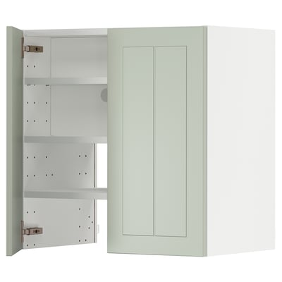 Armoire de cuisine METOD en vert avec étagères réglables et porte réversible.