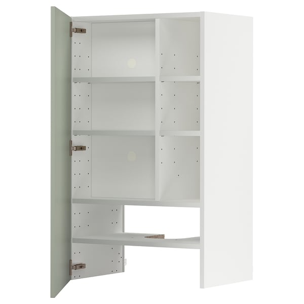 Armoire METOD interposable, blanche, trois étagères, porte battante à gauche, design moderne.