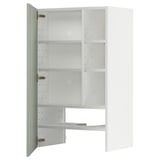 Armoire METOD interposable, blanche, trois étagères, porte battante à gauche, design moderne.