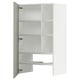 Armoire METOD interposable, blanche, trois étagères, porte battante à gauche, design moderne.