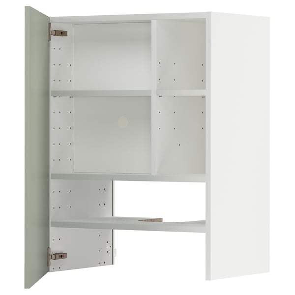 Meuble de cuisine METOD en blanc : design moderne et modulaire avec étagères réglables et charnières. Idéal pour un rangement personnalisable.