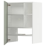Meuble de cuisine METOD en blanc : design moderne et modulaire avec étagères réglables et charnières. Idéal pour un rangement personnalisable.