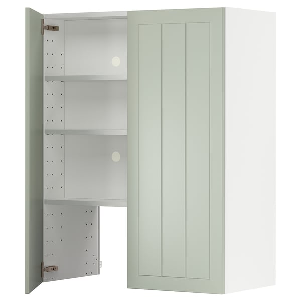 Armoire de cuisine METOD, verte, arrière carrée, 3 étagères réglables.