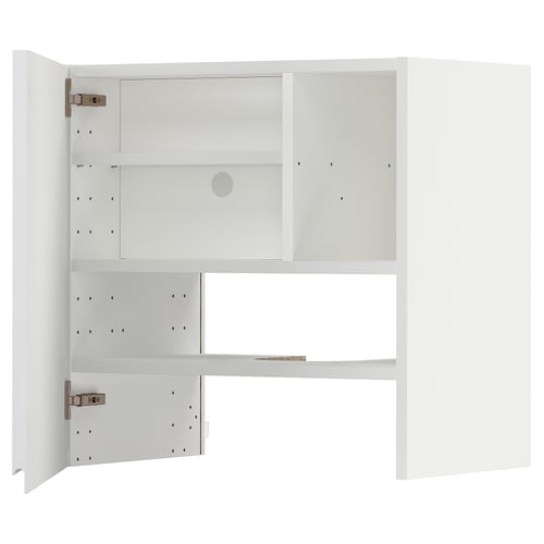 Meuble de cuisine blanc METOD, design moderne, étagères réglables, finition brillante.