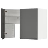 Un meuble de cuisine METOD gris au design moderne. Il s’agit d’une porte gris foncé avec un intérieur blanc, des étagères réglables et une construction robuste.