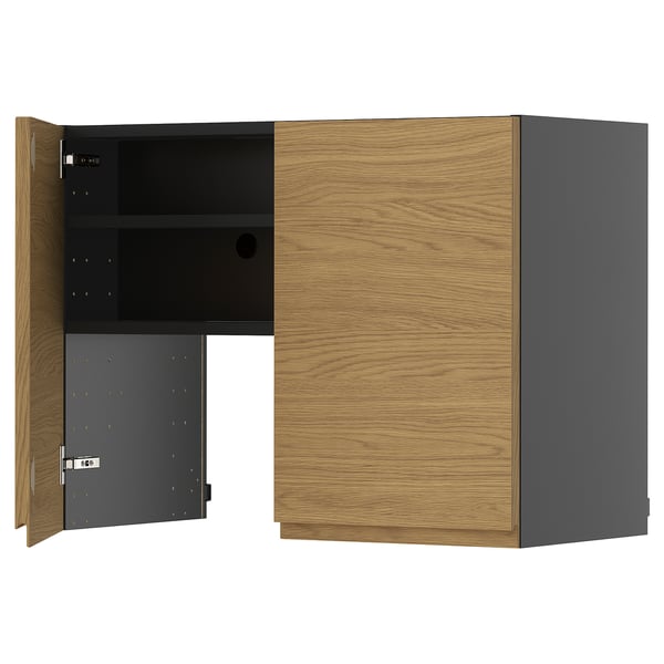 Armoire de cuisine moderne avec finition en bois par ikea. Un design épuré avec des poignées intégrées.