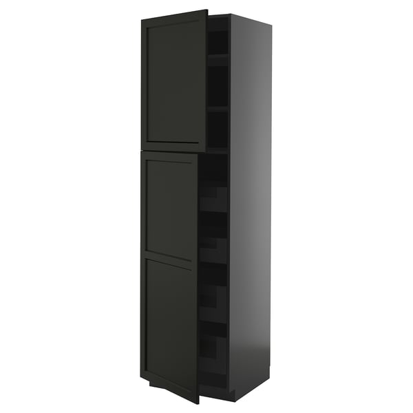 Armoire grise avec 2 portes et 1 tiroir.