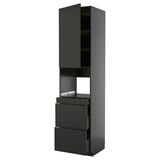 METOD / KNIVSHULT Armoire micro-ondes av porte/3 tir, noir-gris/Nickebo anthracite mat, 60x60x240 cm
