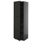 Armoire haute noire du système de cuisine ikea METOD, design élégant avec étagères réglables.