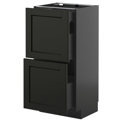 Armoire Ikea METOD noire avec tiroirs biseautés.