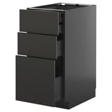 Armoire de cuisine moderne METOD noire avec trois tiroirs.